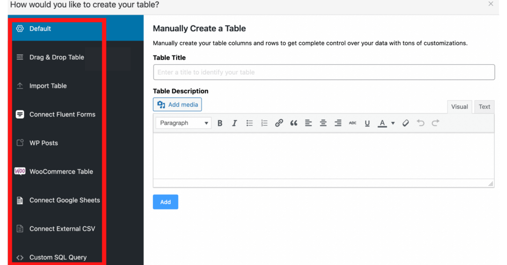 Table Creator & Editor