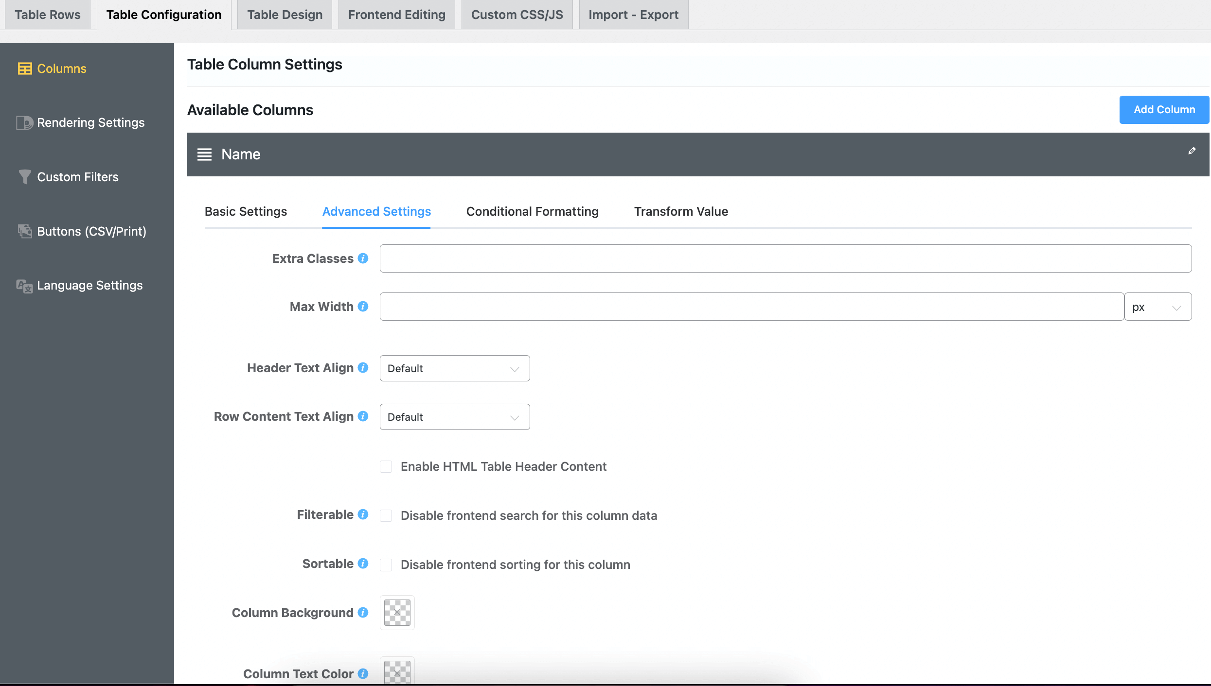 advanced table features