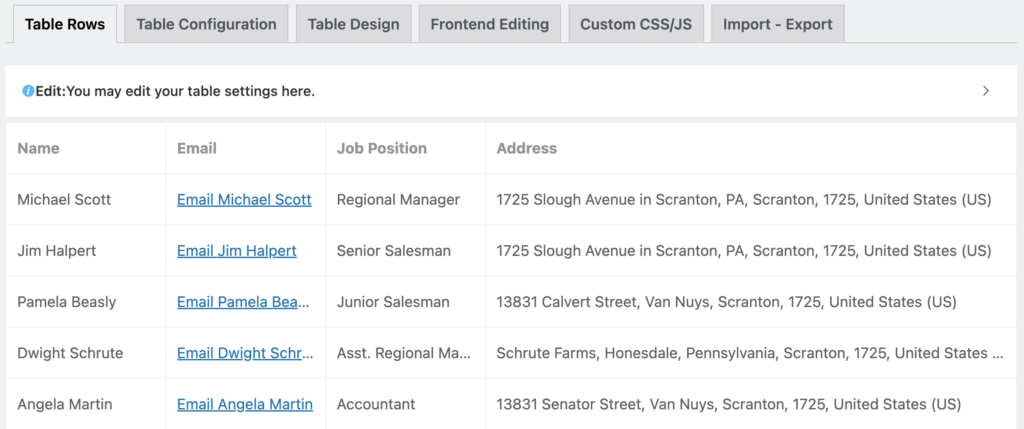 customize and design posts table
