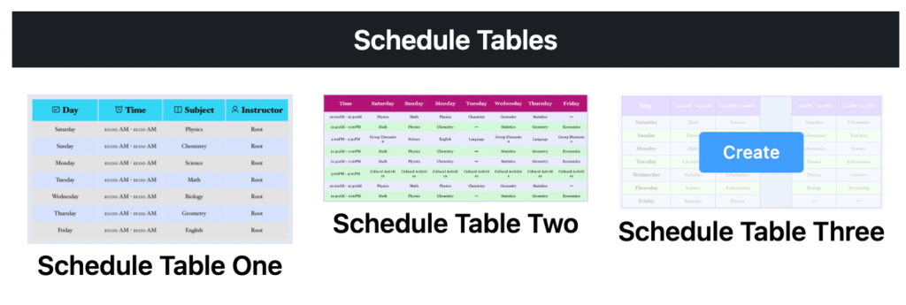 schedule table
