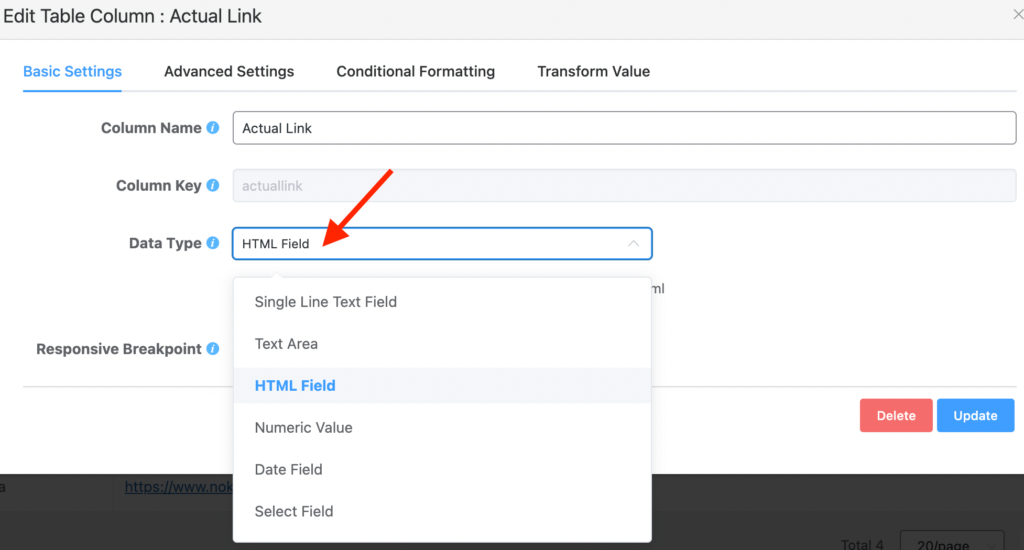 Change data type to hyperlinks