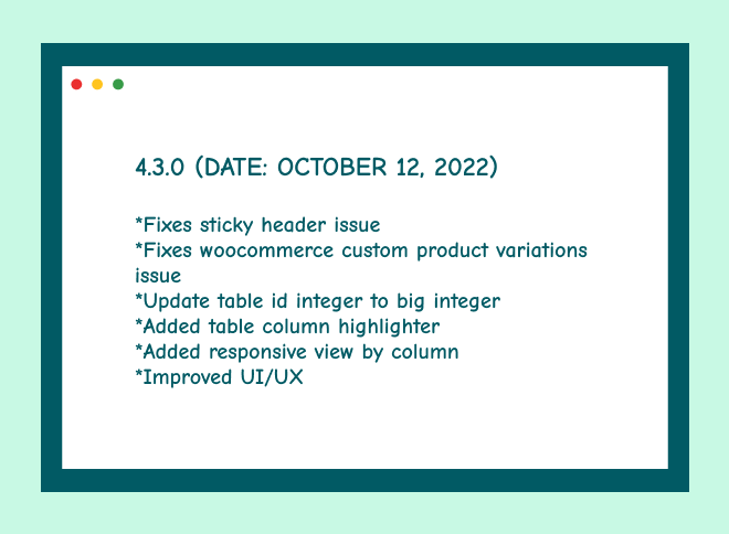Ninja Tables Update 4.3.0