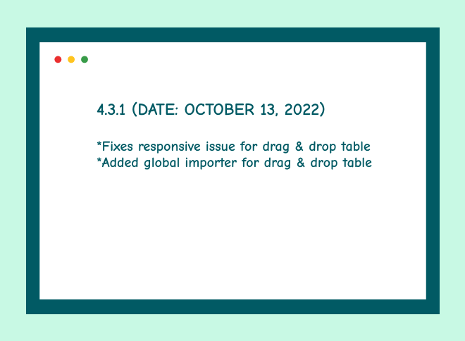 Ninja Tables Update 4.3.1
