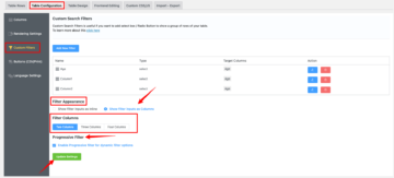 Custom Filters - Ninja Tables Data Filtering