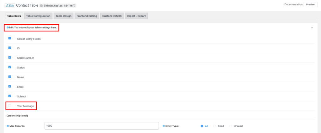 add a new column in form data table