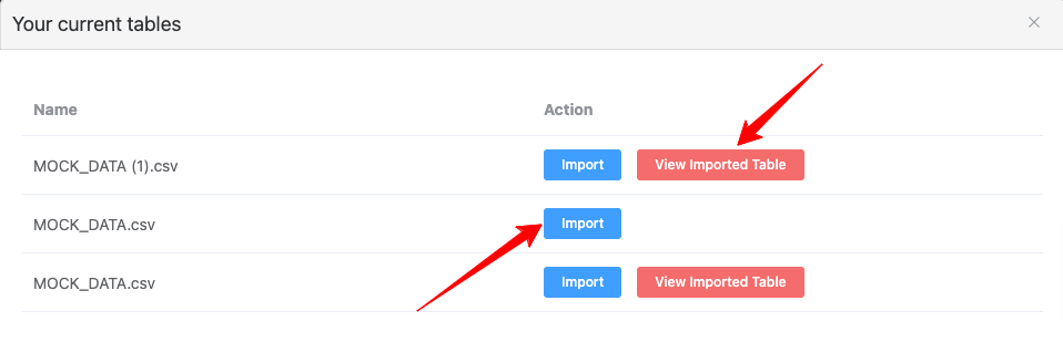 choose import from tablepress