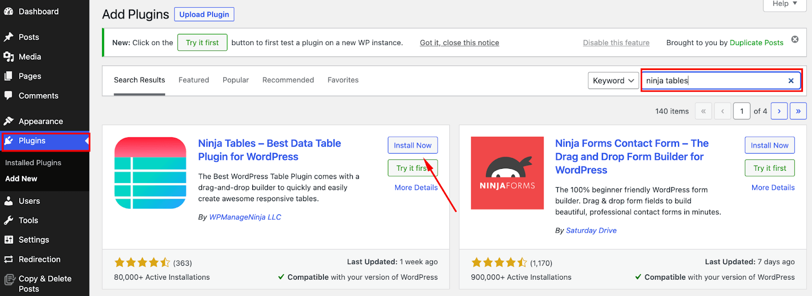 How to Install and Activate Ninja Tables Plugin