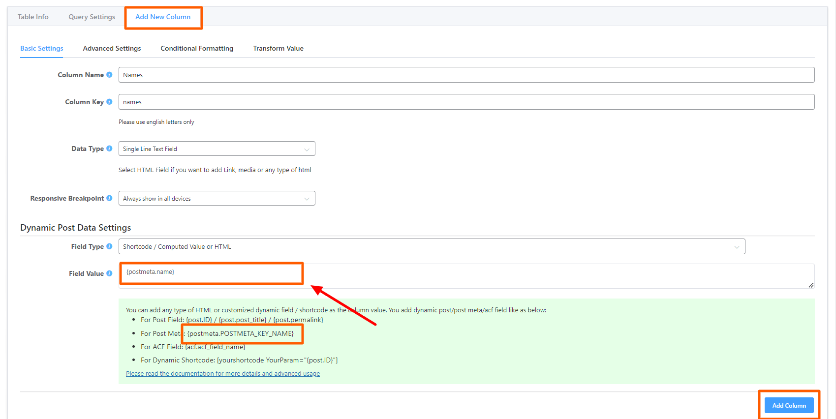 meta key shortcode