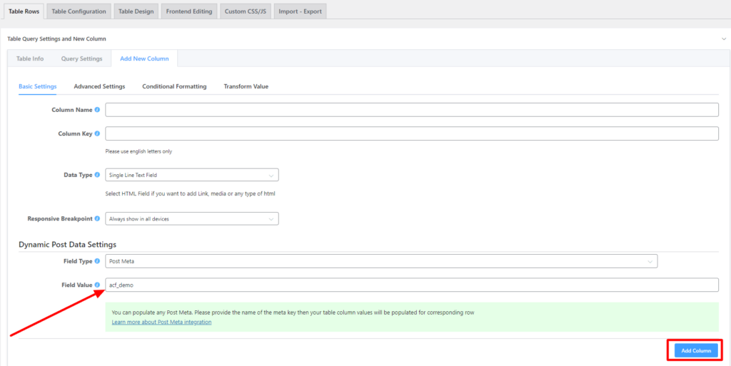 acf demo in custom field