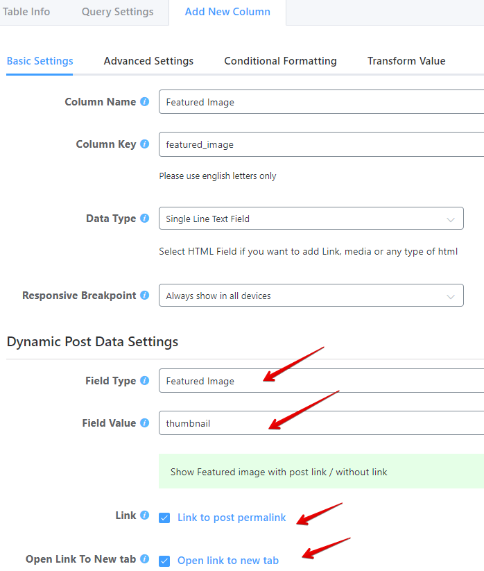 configuring new column in posts table