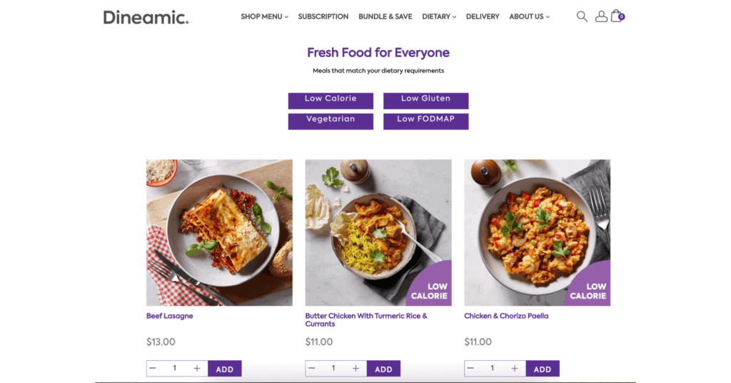 Dineamic WooCommerce store
