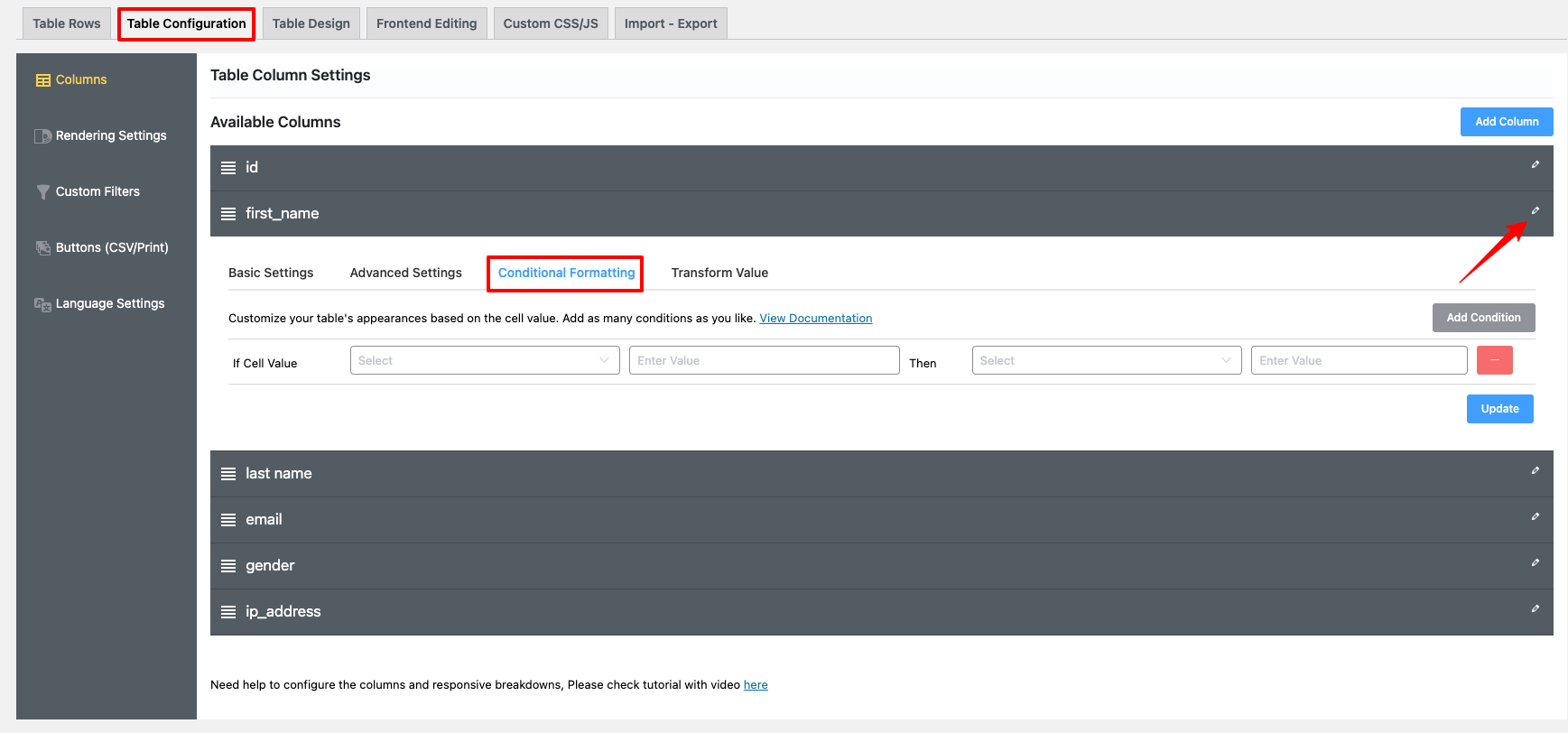 Conditional Formatting in Ninja Tables