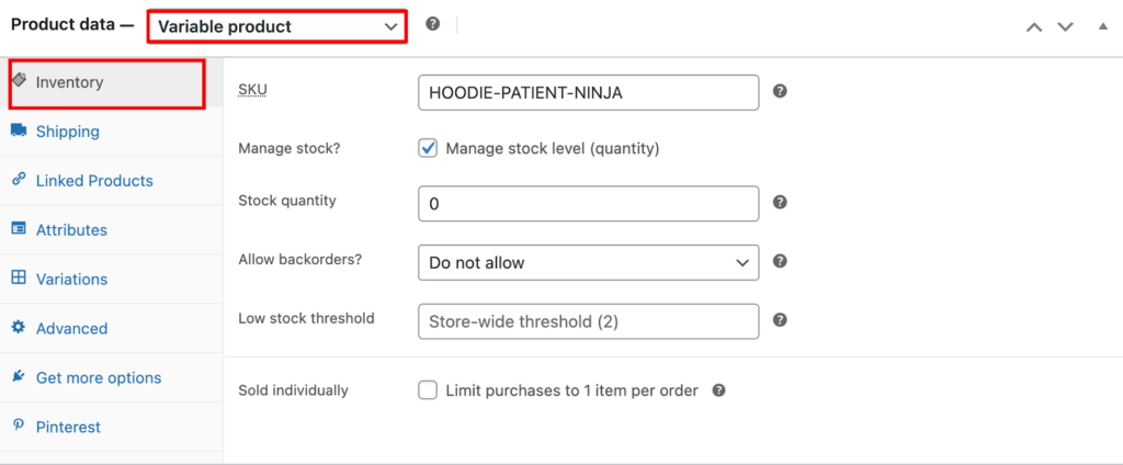 Managing stock status for variable products