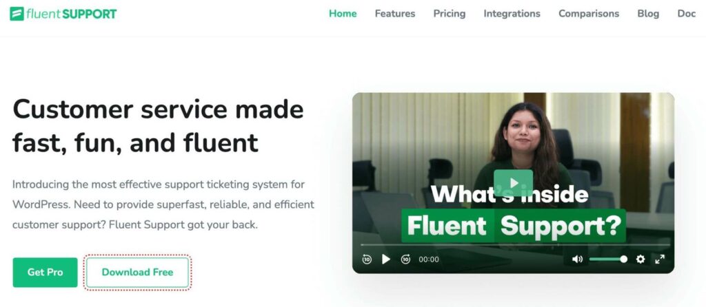Fluent Support Landing Page
