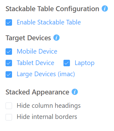Stackable Table Configuration