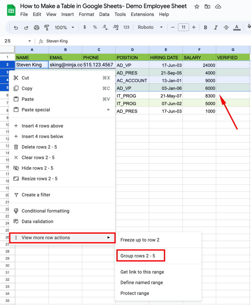 How to make a table in google sheets Step By Step Guide