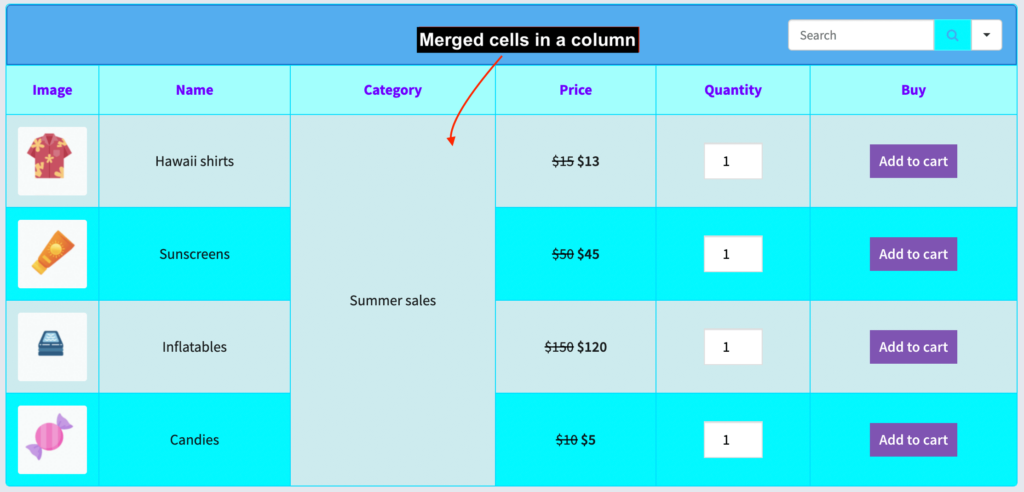 merge cells in a column