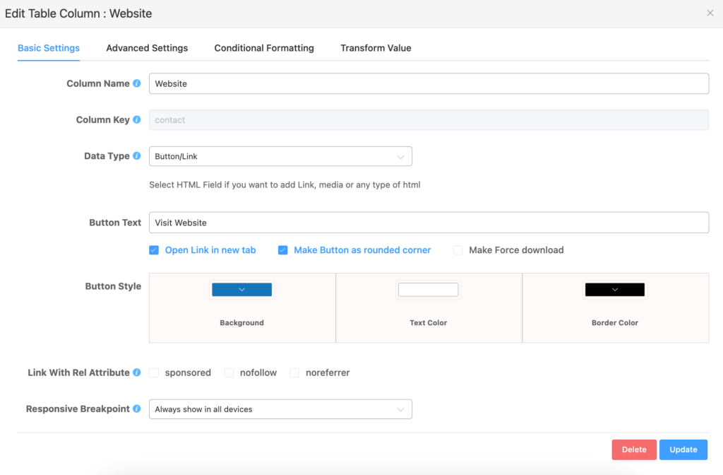 Actionable button in Ninja Tables