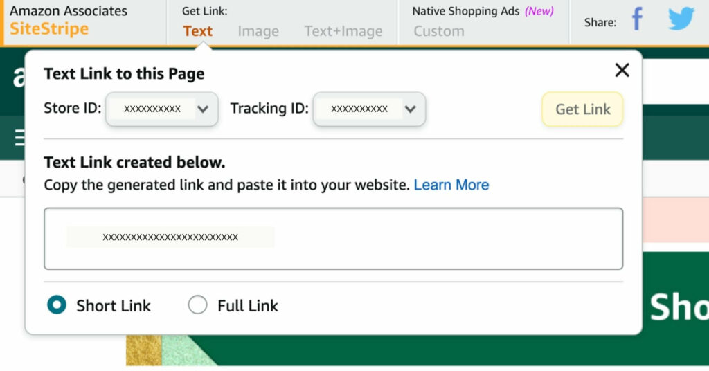 Copy Your Affiliate Link from the sitestripe topbar