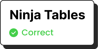 Ninja Tables- Correct