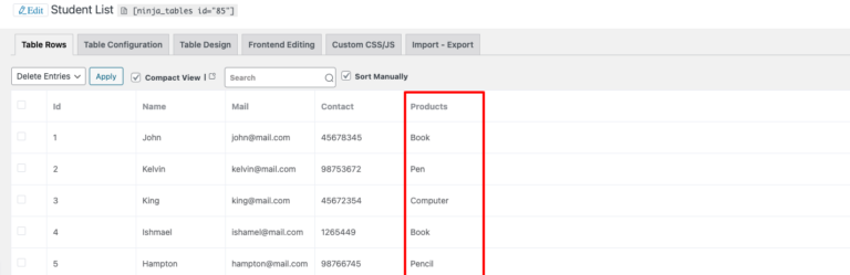 Create Table from Custom SQL - Ninja Tables