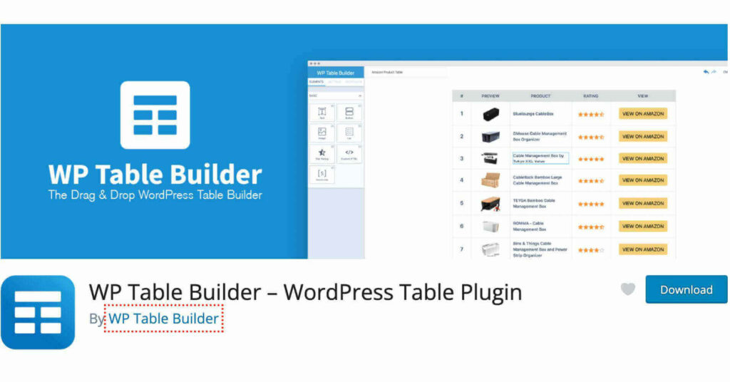 WP Table Builder org