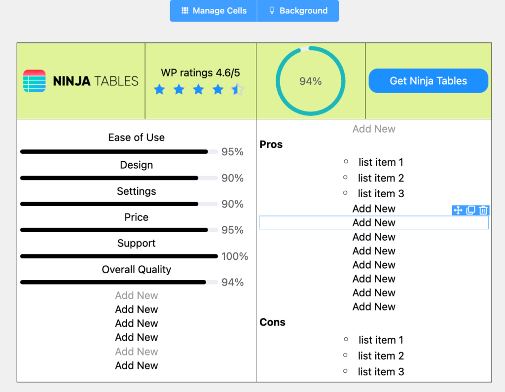 delete table entries