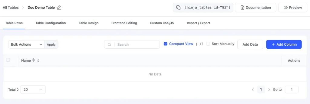 New Ui add data add column