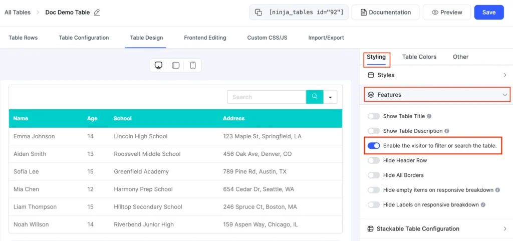 New Ui enable filter and search