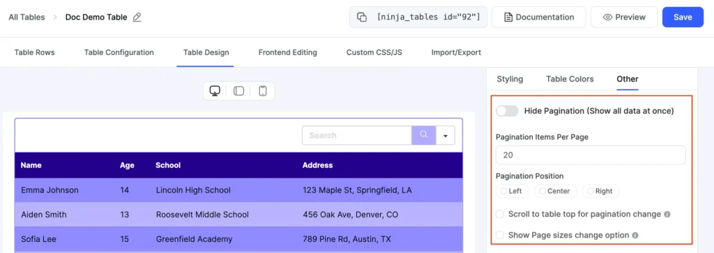 New Ui pagination