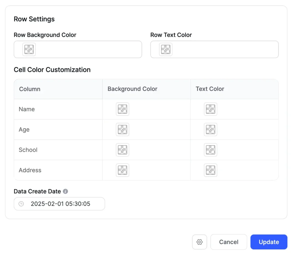 New Ui row color settings