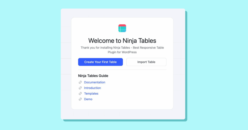 Welcome to Ninja Tables UI