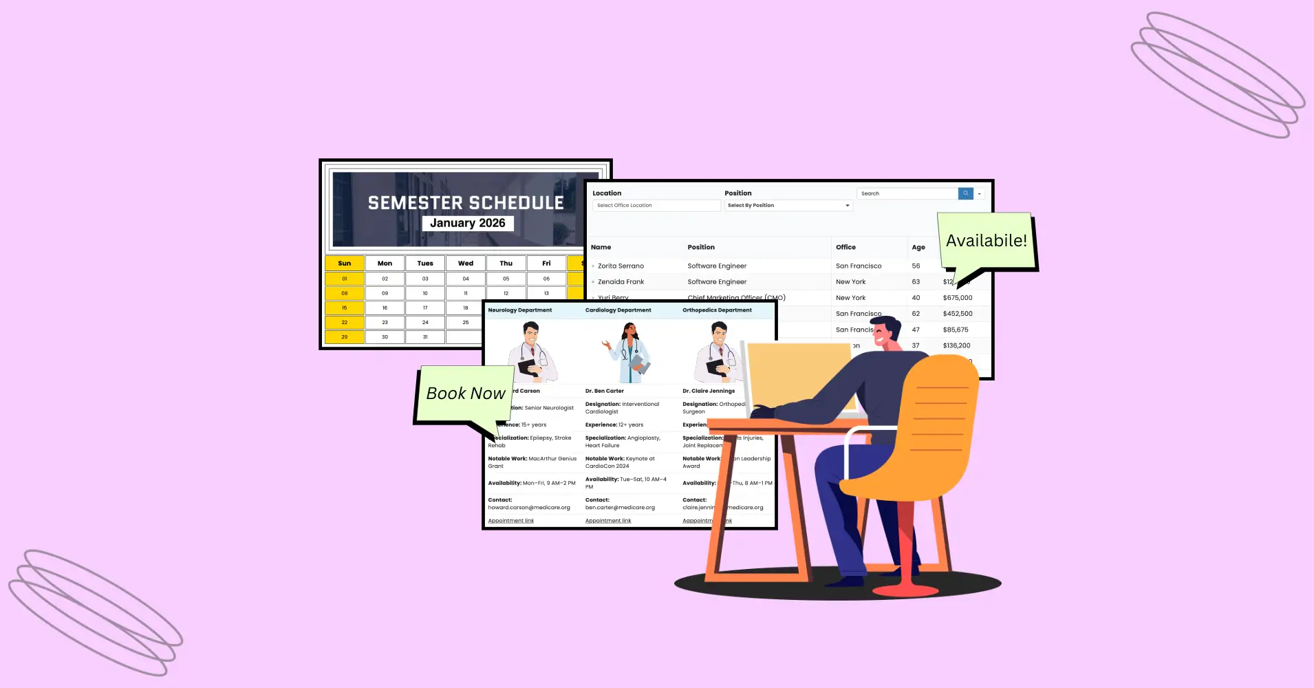 schedule table in wordpress