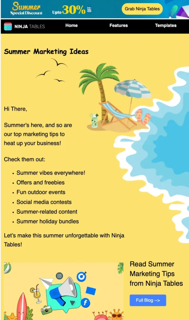 summer vibes in emails