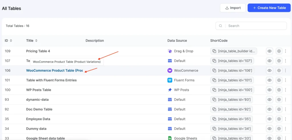 All tables column width and tooltip