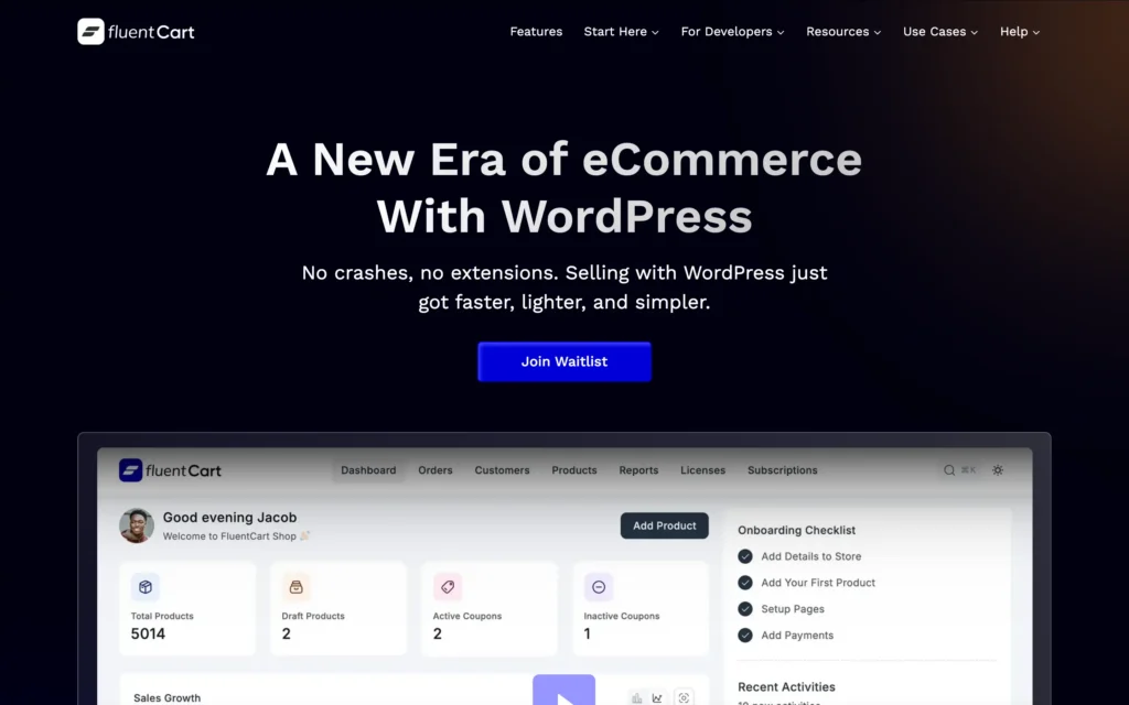 FluentCart homepage