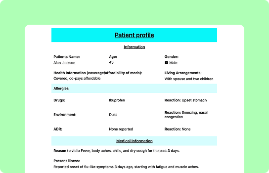 Patient profile table ft image