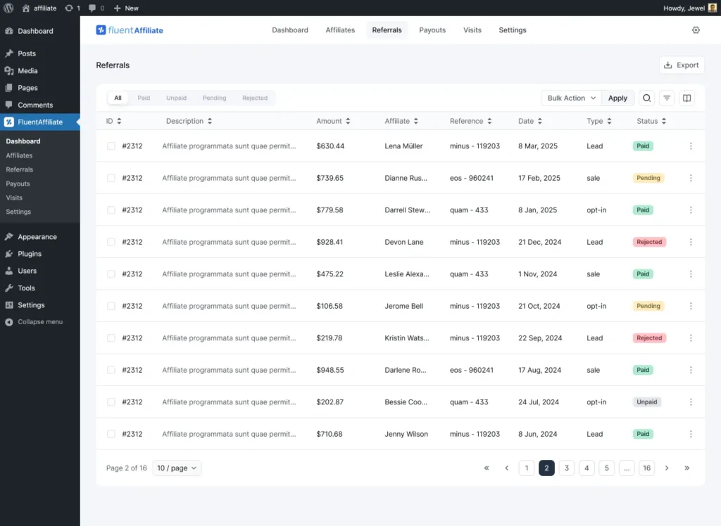 Affiliate Referrals