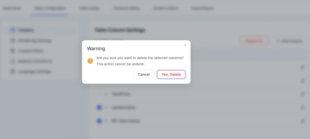 Bulk delete warning