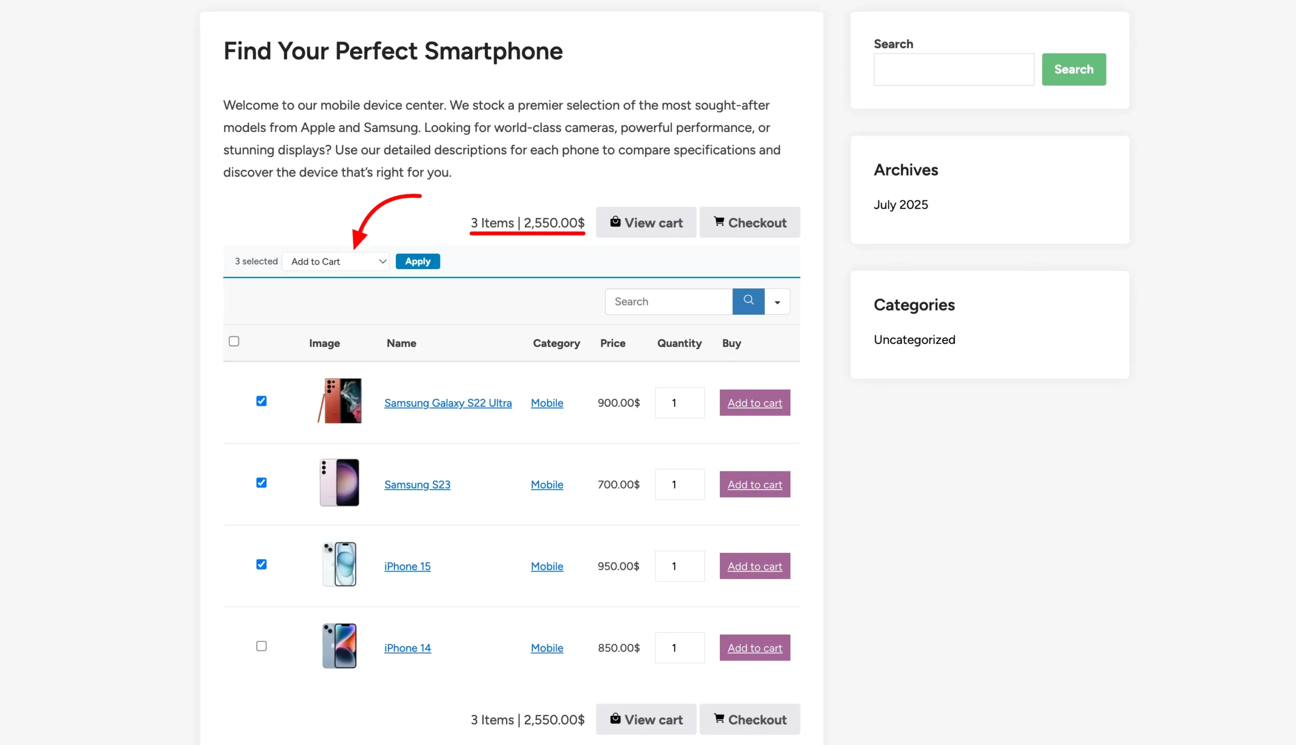 NinjaTable frontend compare_bulk