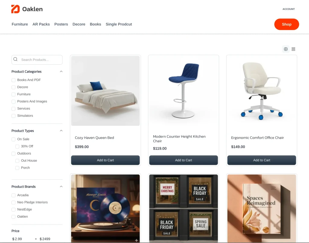 Sample shop setup by FluentCart