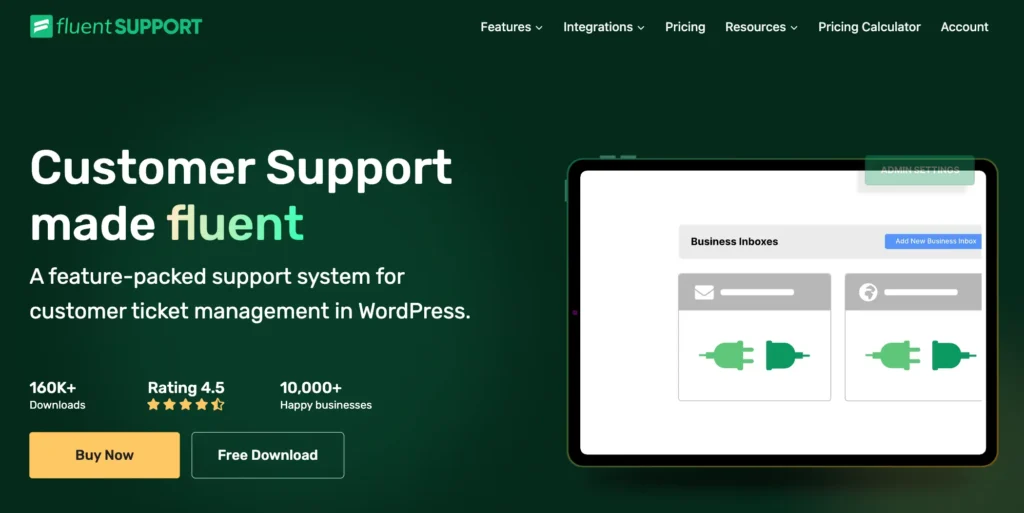 Fluent Support homepage