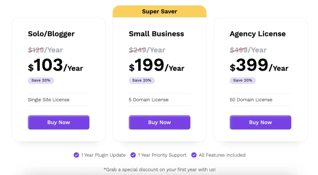 FluentCRM pricing table image
