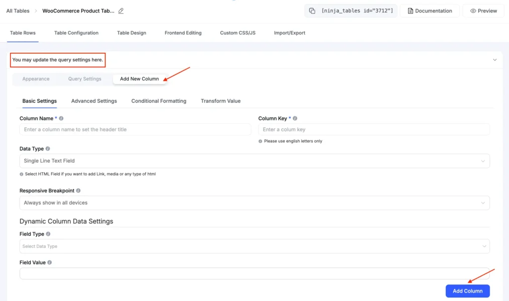 Add new column in WooCommerce table