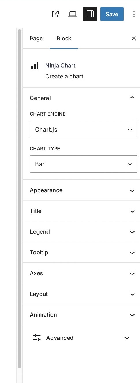 Chart customization from sidebar