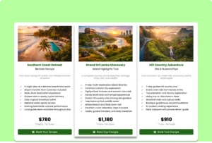 Travel Package Pricing Comparison Table