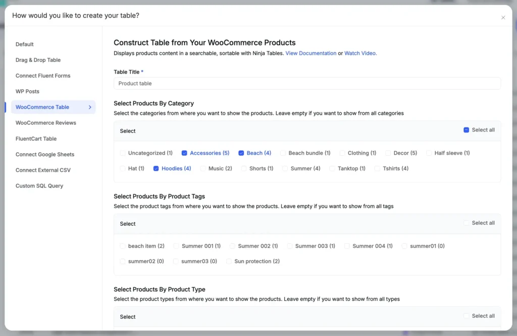 WooCommerce product select