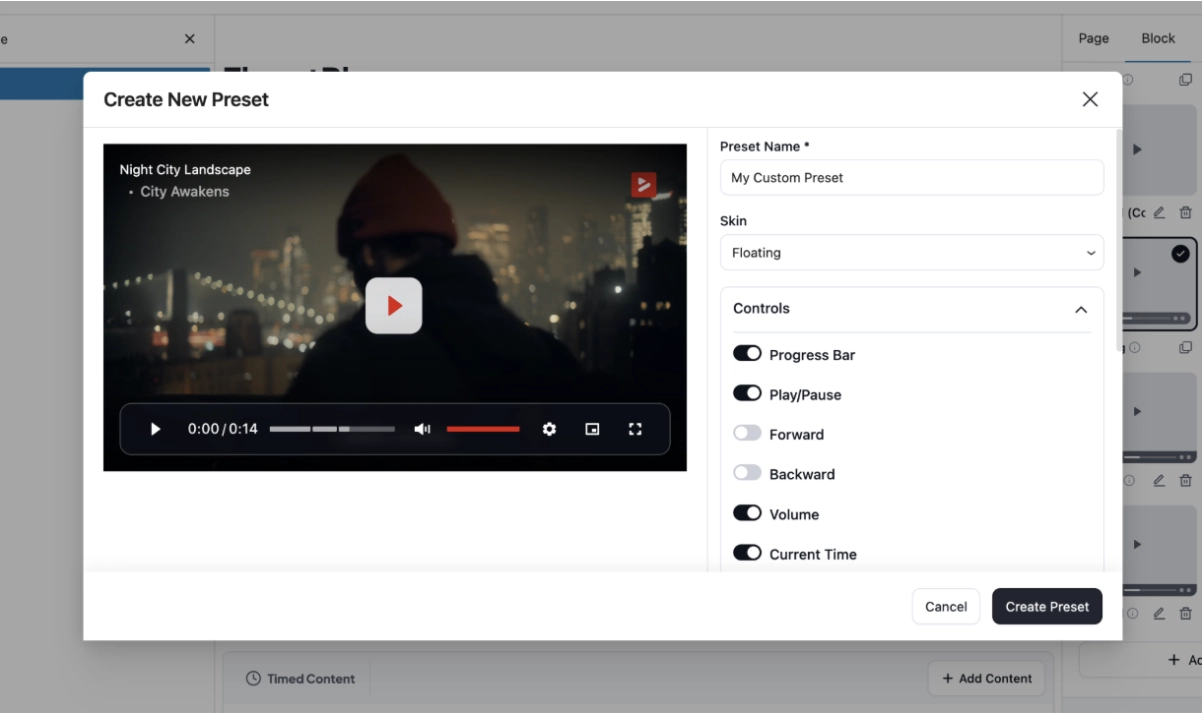 create new preset in FluentPlayer