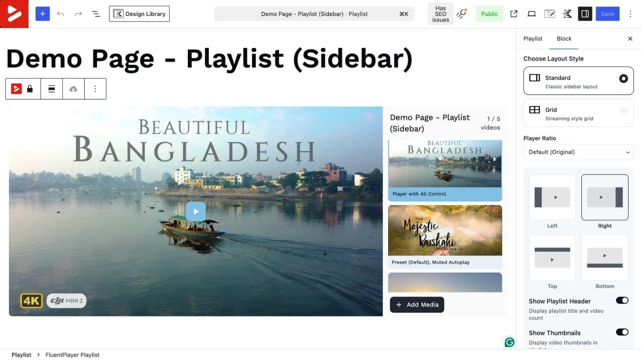 playlist in FluentPlayer