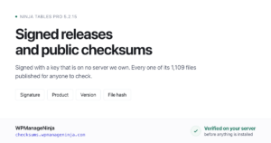 Signed releases and public checksums for Ninja Tables Pro
